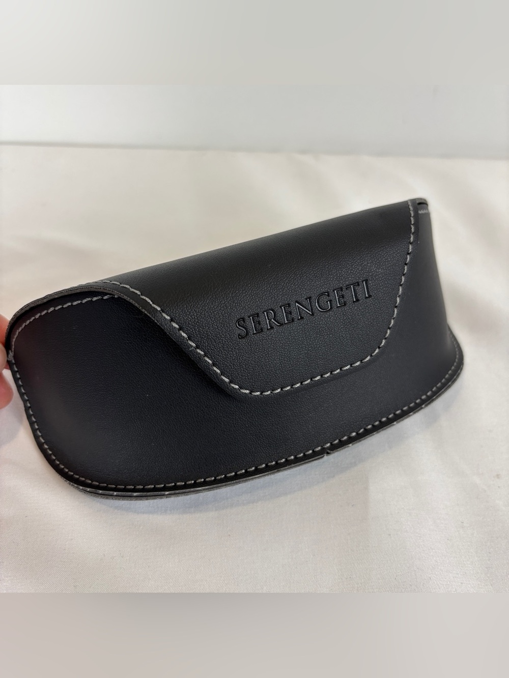 Serengeti Black Sunglasses Semi Hard Case Logo Magnetic Close Contrast Stitch
